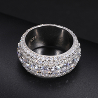 Bague en Diamant Moissanite VVS Scintillante, Coupe Ronde, en Argent 925, Bijoux Hip-Hop, pour Fiançailles et Mariage, Vente en Gros