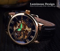 Montre mécanique squelette en cuir avec logo 3D gravé, boîtier noir et or, pour homme, luxe, nouvelle collection, livraison directe