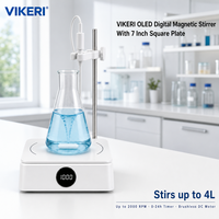Agitateur magnétique numérique de laboratoire avec plaque carrée de 7 pouces, 4 L, 200 à 1500 tr/min, moteur sans balais pour tests chimiques