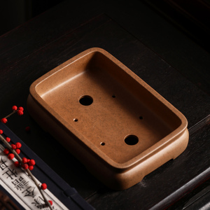 Weizhenjia Purple Clay Bonsai Pot Rectangular <b>Shallow</b> Wood Fired Desktop <b>Planters</b> - Product Image 4