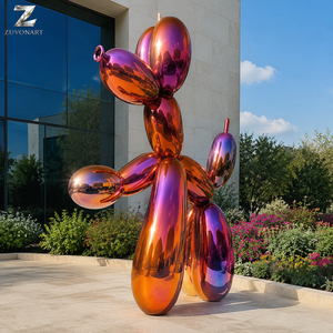 Sculpture de chien <span class=keywords><strong>ballon</strong></span> en acier inoxydable bleu, artisanat métallique grandeur nature, poli miroir personnalisé, style Pop Art pour centre commercial, hôtel, hall de centre commercial - Product Image 2