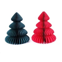 3D Papier-Wabenbaum Weihnachtsdekoration mit Lichtern - Festliche Dekoration für Zuhause, Party & Schreibtisch