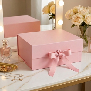 Sustainable Recycled Rigid Magnetic Folding Paper <b>Box</b> with Ribbon for Engagement Gift Set Portable Nail Polish Oil Fast Delivery - Product Image 1