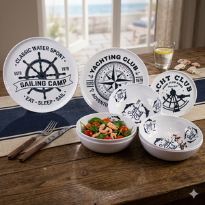 Vajilla de Melamina Estilo Marinero al por Mayor para Fiestas de Verano <span class=keywords><strong>en</strong></span> <span class=keywords><strong>la</strong></span> <span class=keywords><strong>Playa</strong></span> y <span class=keywords><strong>en</strong></span> Casa, Juego de Cena de Melamina Irrompible para Picnic al Aire Libre - Product Image 2
