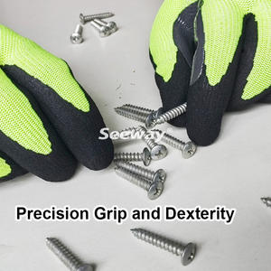 Gants de travail résistants aux coupures certifiés CE Seeway ANSI/<span class=keywords><strong>ISEA</strong></span> niveau 4, revêtement en nitrile sur la paume, résistants aux perforations et à l'abrasion, HPPE/fibre - Product Image 3