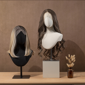 Cabeza de Maniquí para Pelucas Cubierta de Lona con Soporte Metálico para Exhibición de Pelucas, Exhibición en Escaparates de Salones y Tiendas - Product Image 3