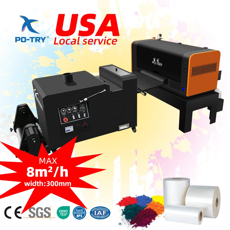 PO-TRY dtf printer dtf printer with powder shaker and oven digit t shirt a3 dtf printer i3200 printing machine