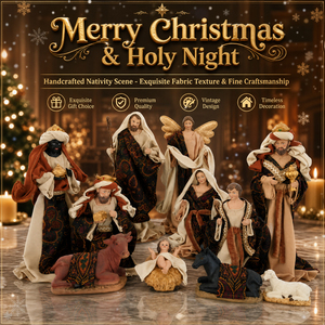 Collection de figurines de crèche de Noël en gros, 11 pièces, décoration de la Sainte Nuit avec les trois mages, un ange, un berger et des animaux de la ferme - Product Image 1