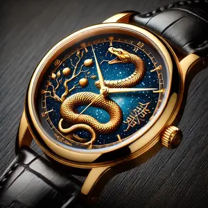 Montres personnalisées à mouvement mécanique à cadran <span class=keywords><strong>serpent</strong></span> ou souris Cadrans <span class=keywords><strong>serpent</strong></span> magistralement conçus Libérez la grâce des serpents - Product Image 1