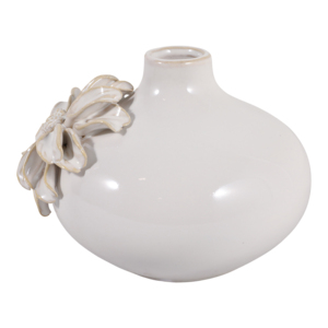 Vaso in Ceramica Rotondo con Dettagli Floreali Tridimensionali e Finitura Lucida per Arredamento Casa - Product Image 6
