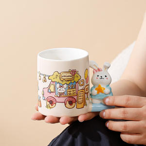 Mug en céramique créatif en forme de lapin 3D, tasse de petit-déjeuner de dessin animé, cadeau de mariage ou d'anniversaire - Product Image 6