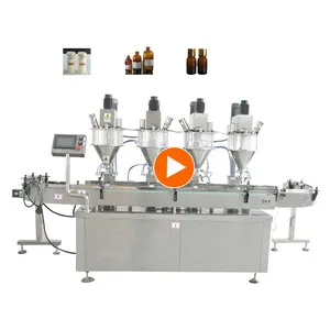 automatic high speed 4 heads bottle jar via auger powder screw filling machine with conveyor