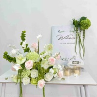 Boule de fleurs artificielles en bois VA-266, toucher réel, couleurs rose, vert, blanc, pour mariage, scène, allée, table d'événement