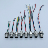 Connecteur étanche M12 à montage sur panneau, 3/4/5/8 broches, mâle/femelle, avec câble pré-câblé pour capteur