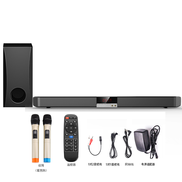 Samtronic 2.1 Channels Wireless Soundbar with Subwoofer Karaoke System Blue Tooth TV Sound bar Speakers with Microphone Karaoke