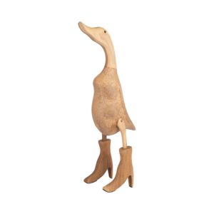 Statuetta di Anatra in Legno, Scultura Artigianale in Bambù per Arredamento Casa, Bagno, Ufficio, Soggiorno - Dettaglio - Product Image 2
