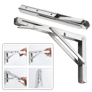 Supporti per Mensole Pieghevoli in Acciaio Inox Resistente, Montaggio a Parete Fai-da-Te, Salvaspazio per Tavoli e Banchi da Lavoro - Product Image 6