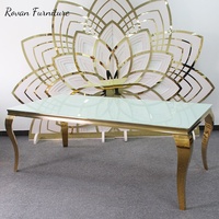 Table rectangulaire de luxe en acier inoxydable doré titane pour mobilier d'événements modernes