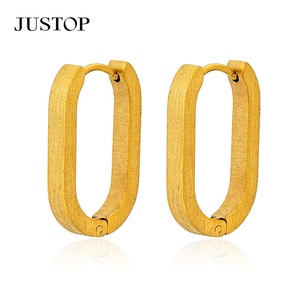 Boucles d'oreilles créoles tendance en acier inoxydable plaqué or 18 carats, hypoallergéniques, bijoux de mode pour femmes, fournisseur en gros - Product Image 6