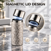 Bouteille isotherme en titane pur de 480 ml avec couvercle magnétique, double paroi isolée, pour le bureau et les voyages