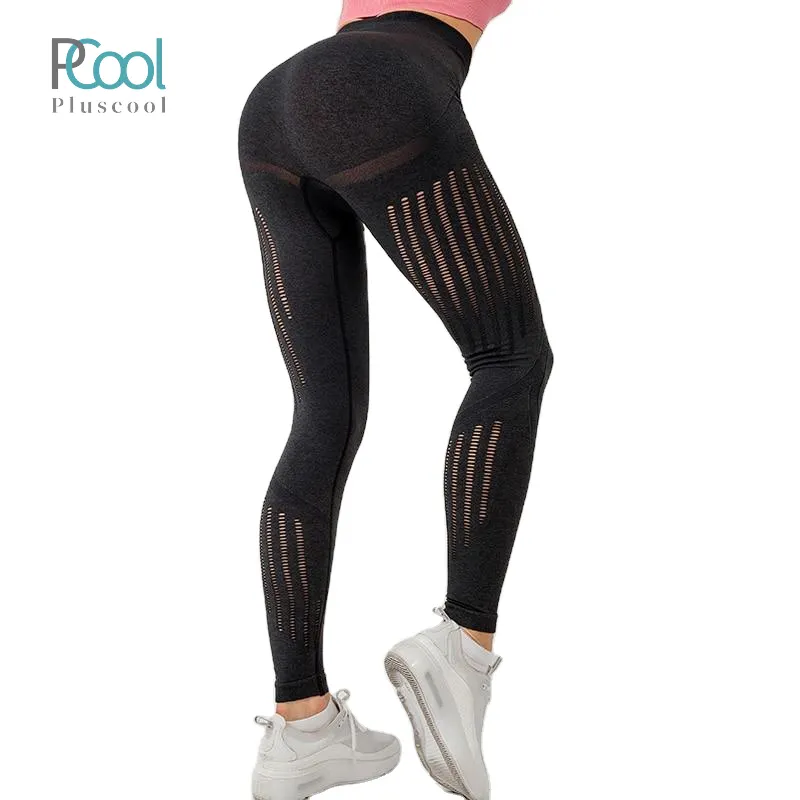 Yoga-Leggings aus Mesh mit hoher Taille drücken die Laufhose hoch