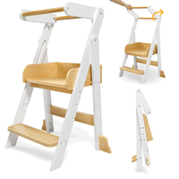 Chaise d'échelle de tour debout en bois pliable pour tout-petits enfants tabouret en bois massif pour lavabo de salle de bain