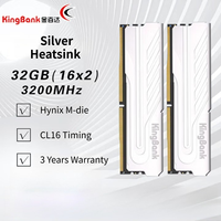 Nouvelle mémoire RAM DDR4 pour ordinateur de bureau KingBank 32 Go (16 Go x 2) 3200 MHz CL16 avec dissipateur thermique Hynix M-Die Intel XMP 2.0/AMD EXPO UDIMM+NonECC