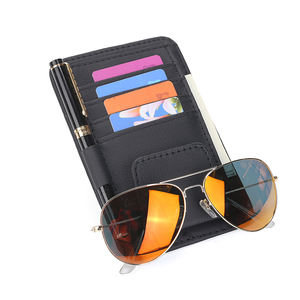 Soporte de cuero para anteojos de coche, Clip, visera, estuche, accesorios interiores para almacenar gafas de sol, tarjeta, pluma, factura - Product Image 1
