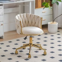 Chaise de bureau en tissu au design moderne et luxueux K Light, avec clous dorés, tabouret de coiffeuse pour chambre à coucher, chaise d'ordinateur pour la maison, chaise de coiffeuse pour table de maquillage
