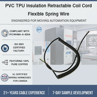 Câble d'alimentation spiralé haute flexibilité TPU/PUR (2/3/4/5/6/8/12 conducteurs) 300V pour équipement industriel/médical