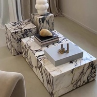 SAIDKOCC en stock, table basse nordique rétro française pour salon, 3 tailles, ardoise, pierre naturelle, marbre Calacatta Viola