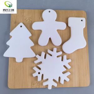 Adornos de Cerámica Esmaltada en Forma de Estrella de Nieve con Animales Blancos, Base Plana para Manualidades, Dolomita para Decoración de Fiestas Navideñas - Product Image 1