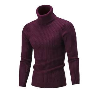 Otoño e Invierno cuello alto cálido moda Color sólido suéter hombres suéter Delgado suéter de punto para hombres camisa de fondo - Product Image 5