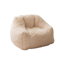 Fauteuil pouf moderne surdimensionné en fausse fourrure de lapin, extra doux, carré, élégant, pour salon, avec rembourrage en mousse compressible