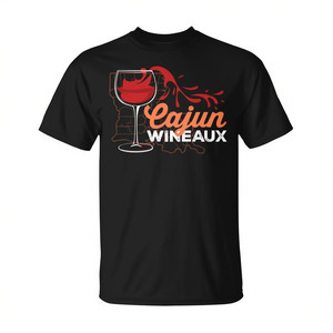 Camiseta Cajun Wineaux de algodón negro, camiseta promocional unisex para adultos - Product Image 2