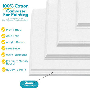 Toiles vierges en coton de 11x14 pouces, apprêtées, sans acide, pour peinture à l'huile, aquarelle, peinture <span class=keywords><strong>acrylique</strong></span>, <span class=keywords><strong>gouache</strong></span> et tempère. - Product Image 5