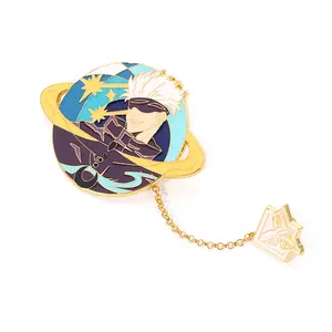 Spilla in metallo giapponese complesso personalizzato cartone animato spilla distintivo smalto duro anime juskeleton su kaisen pin grande con catena