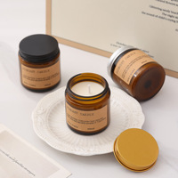 Bougie parfumée artisanale en cire de soja dans un bocal en verre ambré, minimaliste, rétro, aromathérapie pour la maison, la chambre, le yoga, cadeau, vente en gros
