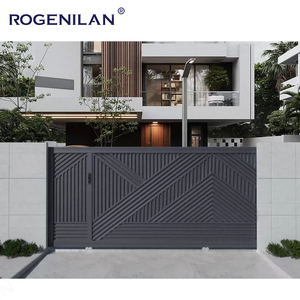Rogenilan 2025 Nuevas puertas de entrada Visible Ventana Valla Diseños Aluminio Patio Entrada principal Puertas correderas de metal - Product Image 3