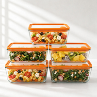 Boîte à lunch en verre borosilicate sans BPA, compatible micro-ondes, avec couvercles anti-fuite, lavable au lave-vaisselle, empilable, bento pour le bureau