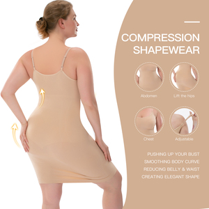 2023 <span class=keywords><strong>grande</strong></span> <span class=keywords><strong>taille</strong></span> sans couture vêtements porter moulante femmes <span class=keywords><strong>Corset</strong></span> Slip construit Spaghetti Shaper robe ventre contrôle Shapewear robes - Product Image 3