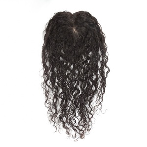 De base de seda <span class=keywords><strong>hideen</strong></span> nudos cuero cabelludo natural 18mm rizado cabello humano toppers para las mujeres - Product Image 2