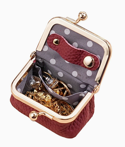 Genuine Leather Mini <b>Jewelry</b> Pouch-Women Portable Storage Box for Necklace Earring Ring,Ideal for Earphone Coin Purse <b>Organizing</b> - Product Image 5