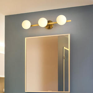 <span class=keywords><strong>Applique</strong></span> da Parete Moderna a 3 <span class=keywords><strong>Luci</strong></span> in Ottone Nero e Oro con Vetro Trasparente per Illuminazione Bagno - Product Image 2