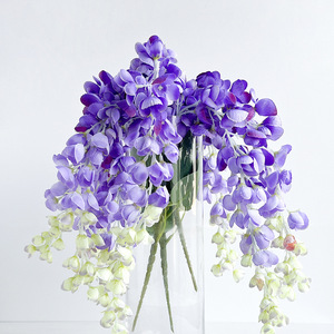 Vignes de glycine artificielles, fleurs artificielles violettes et blanches en plastique, décoration intérieure, décorations pour la maison - Product Image 4
