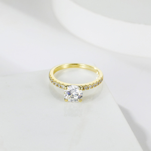 Anillos de compromiso 925 plata esterlina redonda 1.2ct 14K oro para mujeres blanco no se decolora piedra de nacimiento joyería banda de boda - Product Image 5