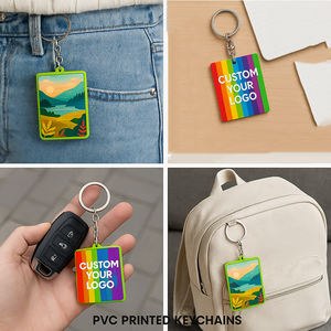 Benutzer definierte UV-Druck PVC Schlüssel anhänger Quadrat Gummi Tags Logo Illustration unterstützt für Veranstaltungen Promos Creative Merchs Factory Direct - Product Image 5
