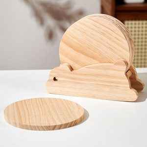 Tapis isolant thermique rond en bois massif pour la protection des tasses, des bols, des assiettes et des tables - Product Image 1