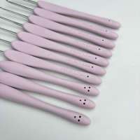 Crochet pour résine Jinlan à poignée souple, élégant rose-violet de qualité supérieure, pour le crochet artisanal DIY et le tissage de fils, Taille 1.5mm 1.6mm