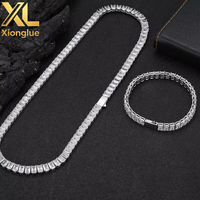 Collier Tennis Géométrique en Cuivre Plaqué Or 18K avec Zircons 5A de 4mm et Sertissage par Tension, Style Hip Hop Tendance, pour Femmes et Hommes
